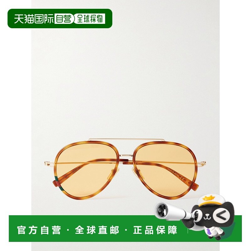 香港直邮Gucci 古驰 男士 HAVANA-GOLD-ORANGE INJECTION 太阳眼
