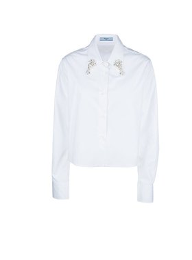 PRADA 女士衬衫 P472HR155WF0009 SS2025 白色 CAMICIA