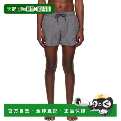 1h可退 香港直邮BOSS 波士 男士 灰色 Outline Logo Print 泳裤 5