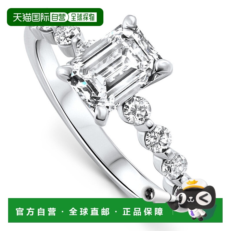 自营 pompeii3经认证的 2 1/3 克拉祖母绿切割钻石订婚戒指 14k