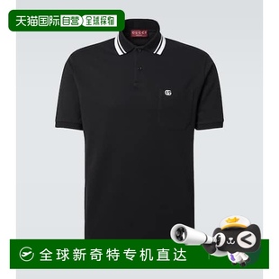 香港直邮Gucci 男士 1h可退 古驰 black黑色 网织棉混纺Polo衫