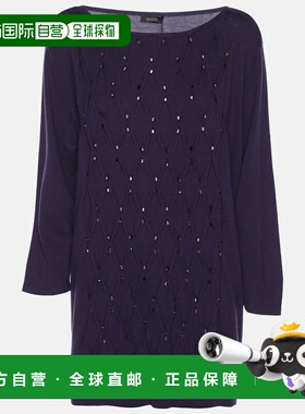 自营Basler Purple Stretch Knit Diamond Crystal Embellished S