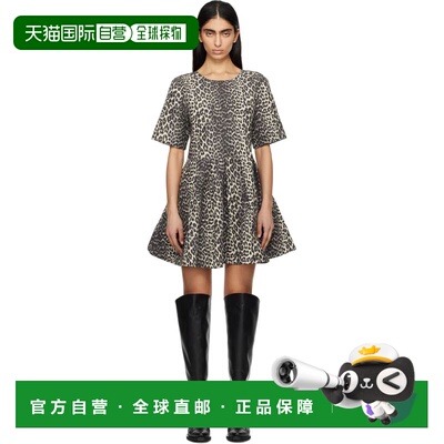 1h可退 香港直邮GANNI 甘尼 女士 灰色 Leopard Cotton Tweed 连
