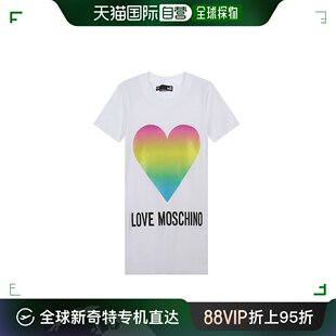 女 香港直邮LOVE MOSCHINO粉色字母LOGO爱心图案棉质T恤裙连衣裙