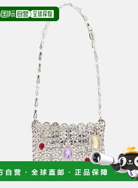 香港直邮Rabanne 女士 1969 Nano 精饰肩包 metal金属色 舒适时尚