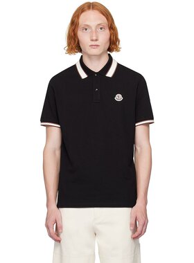 潮奢 Moncler 盟可睐 男士 黑色双扣 Polo 衫 J20918A0001889A16
