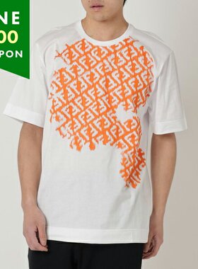 日本直邮FENDI T恤 FF 白色橙色男士 FENDI FY0936 AN25 F1K0X