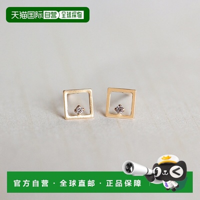 1h可退 日本直邮cui-cui K10YG 钻石方框耳环 778860cuicui