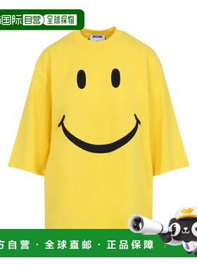 1h可退 香港直邮Moschino 莫斯奇诺 女士 黄色橙色棉质T恤 E07175