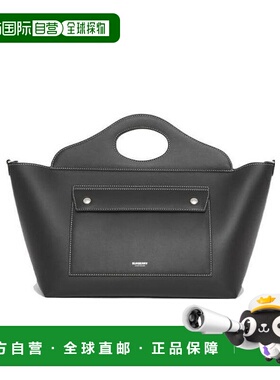 香港直邮BURBERRY 女士斜挎包 80417451 SS2022 黑色 徽标单肩包