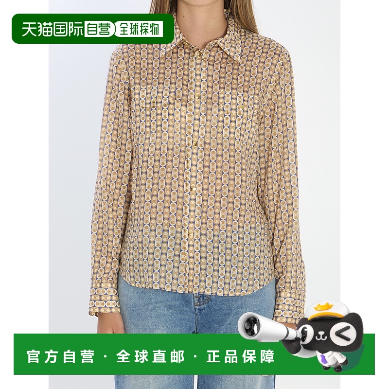 香港直邮CELINE 女士衬衫 RC06P0416GAI3 AW2025 浅棕色 长袖羊毛