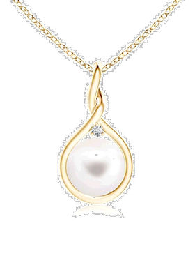 自营genevive纯银镀金白色圆形贝壳珍珠配透明立方氧化锆吊坠项链