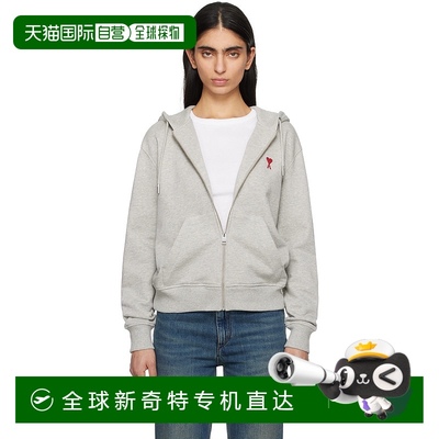 香港直邮潮奢 Ami Paris 女士 灰色 Cotton Ami de Coeur Zipped