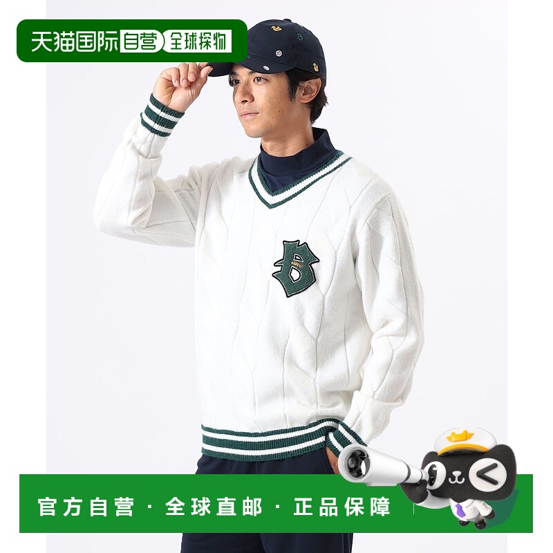 1h可退 日本直邮ORANGE LABEL 男士V领针织衫 洒脱配色 College风