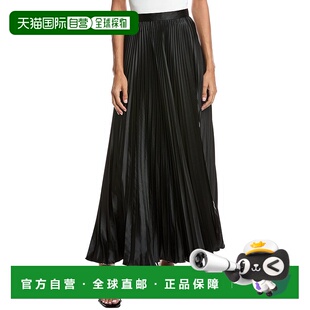 自营AMUR苏菲褶皱A字裙 美国奥莱直发半身裙百褶裙 黑色