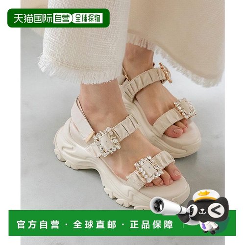 日本直邮RANDA 视觉×褶皱腰带运动凉鞋 RA041BW14313 黑色厚底