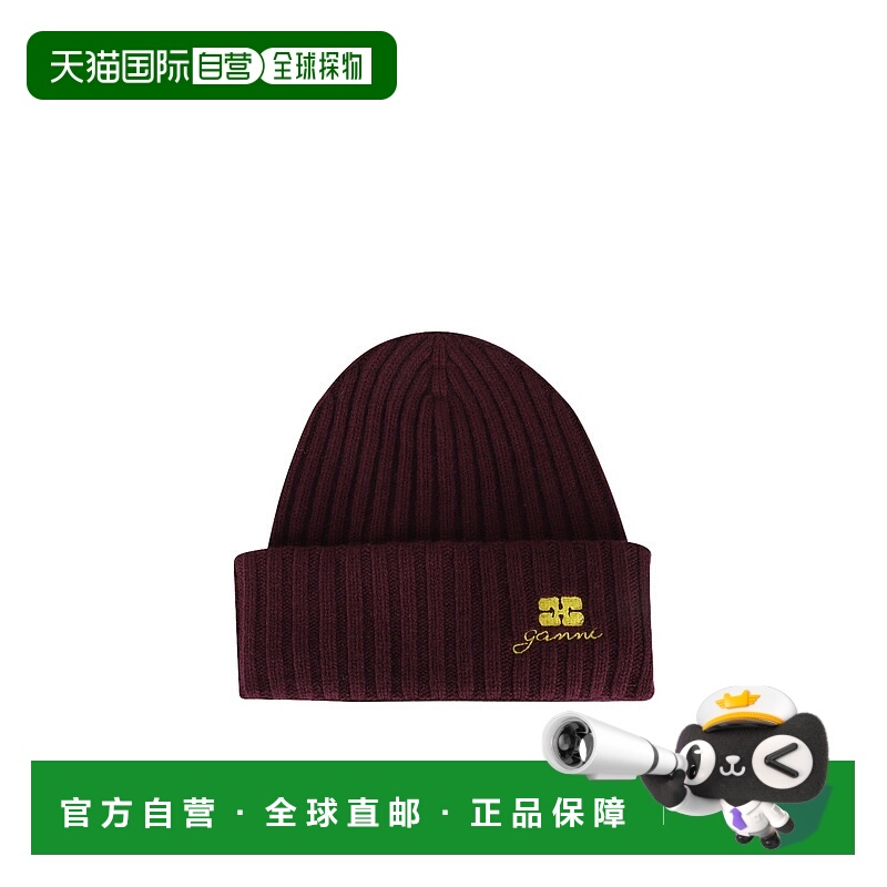1h可退 香港直邮GANNI 女士帽子 A6930436 AW2025 深棕色 羊毛针