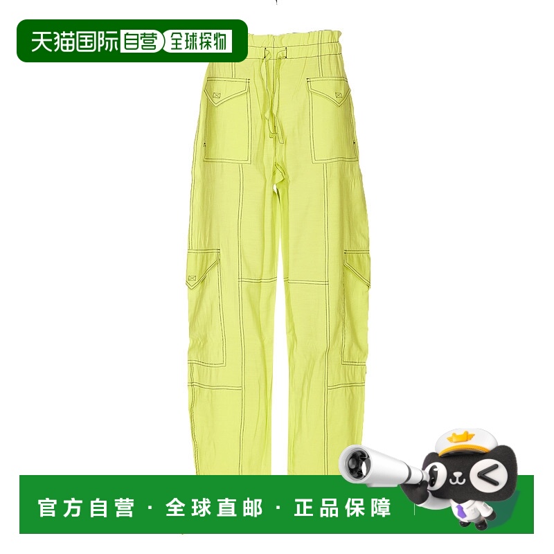 香港直邮GANNI 女士休闲裤 F7628794 SS2023 绿色 Light slub poc