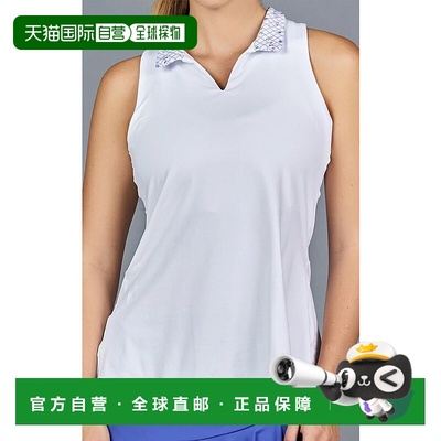 自营 denise cronwall白色无袖翻领上衣/漂亮花朵-白色/漂亮花朵