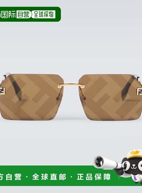 1h可退 香港直邮潮奢 Fendi 芬迪 男士 天蓝色方框太阳眼镜