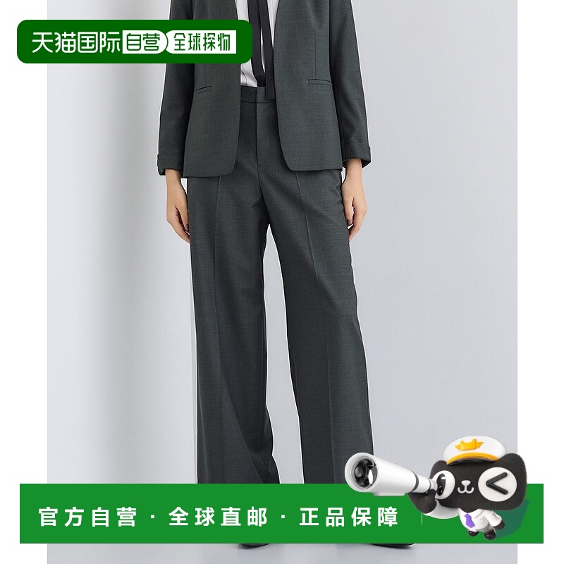 1h可退 日本直邮INDIVI 女装 羊毛混纺丝绸质感 高腰阔腿西裤 127