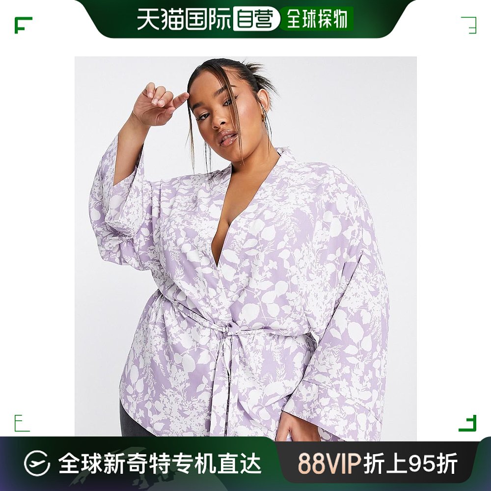 香港直邮潮奢 Curve女士 outline设计和服式束带紫色花朵印花斗