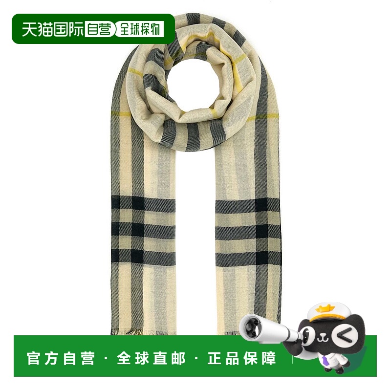 1h可退 香港直邮潮奢 Burberry 巴宝莉 女士围巾格纹809869羊毛