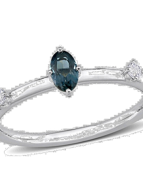 自营 mimi & max1/3 CT TGW 椭圆形伦敦蓝色托帕石和白色托帕石可