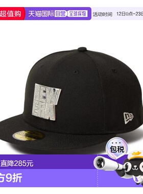 日本直邮NEW ERA 59FIFTY 线石徽章纽埃拉logo帽子 黑色