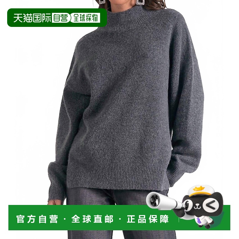 自营 elanMockneck Side Slit Sweater In Dark Grey - dark grey