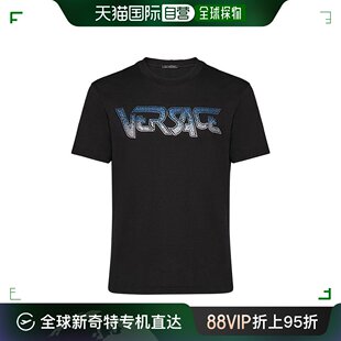 范思哲 男士 黑色刺绣徽标T恤 香港直邮VERSACE A84157 A228806