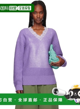 1h可退 香港直邮潮奢 J.W. Anderson 女士 紫色 V-Neck Lace Trim