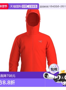 自营欧洲直邮ARCTERYX始祖鸟 ATOM男士正红色尼龙连帽外套夹克
