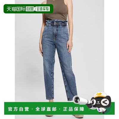 自营Guess Nellie Ankle Jeans Women's Blue Denim Paperbag Wai