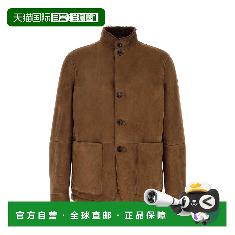 1h可退 香港直邮潮奢 zegna 杰尼亚 男士 棕色绒面革夹克 RUGPMRA