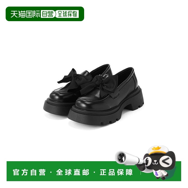 日本直邮日潮 GRL 蝴蝶结厚底皮革乐福鞋一脚蹬女鞋 CI499
