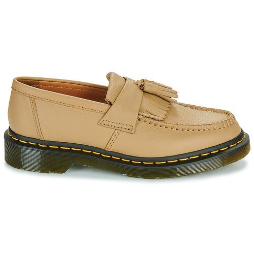 欧洲直邮dr. martens 女杏色光面皮革平底流苏复古时尚休闲乐福鞋