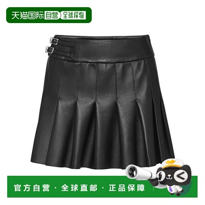 自营philipp pleinLeather Pleated Mini Skirt - black 美国奥莱