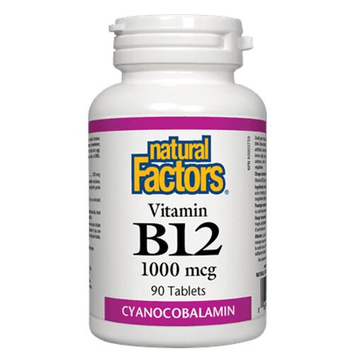 null直邮Natural Factors 维生素 B12 1000 微克氰钴胺（90 片）