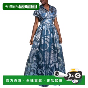蓝色 Rose金属花丝绒混纺礼服 美国奥莱直发连衣裙长裙 Lela 自营