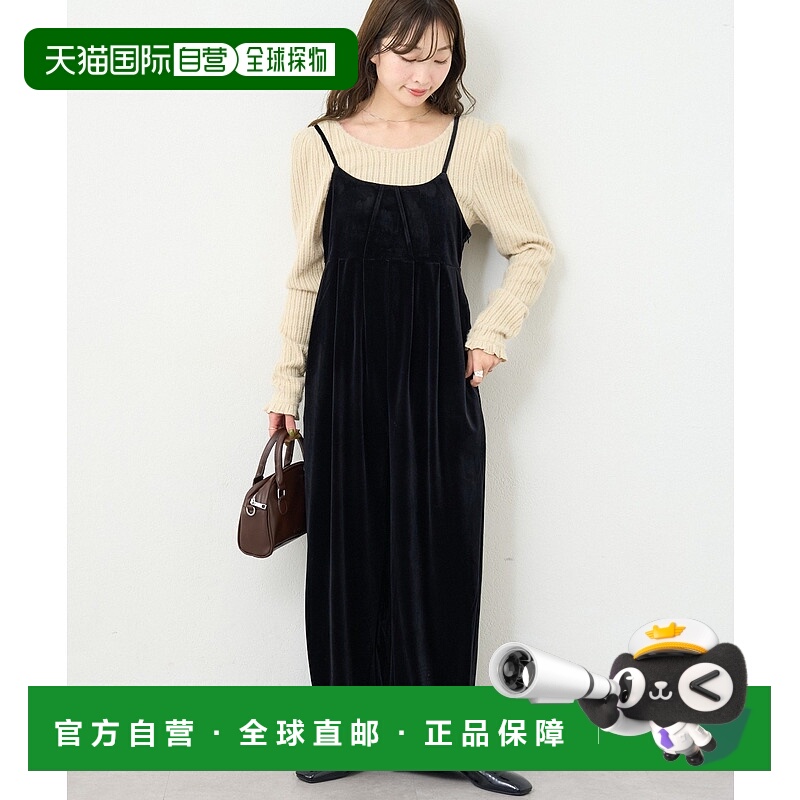 1h可退 日本直邮Kastane 女装 宽松版型 绒面质感背带裤 半拉链设