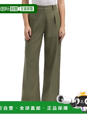 自营Ellen Tracy女式纽扣前襟工装口袋长裤-橄榄色 美国奥莱直发