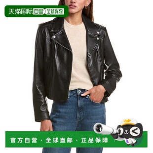 自营LAMARQUE再生皮革混合摩托车夹克 美国奥莱直发 黑色