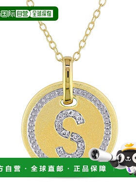 自营 Mimi & Max S 首字母钻石配饰吊坠配镀黄纯银链条 - 黄色 美