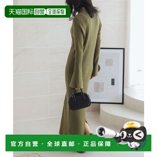 E3406 日本直邮KOBE 半拉链针织连衣裙 喇叭袖 连衣裙 LETTUCE