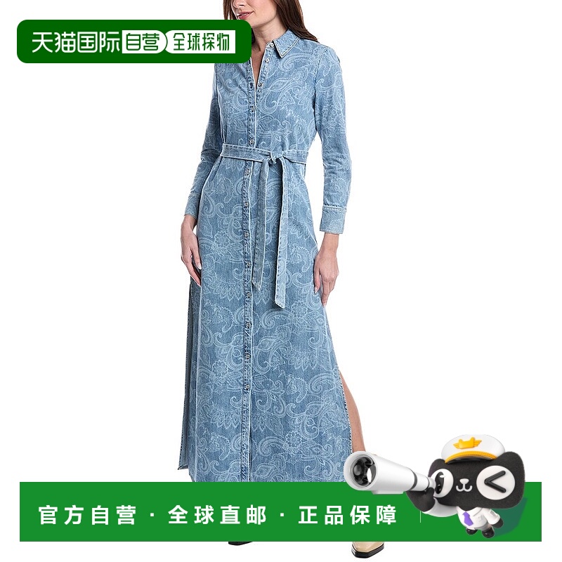 自营alice + olivia Chassidy Maxi Denim Shirt Dress - blue 美
