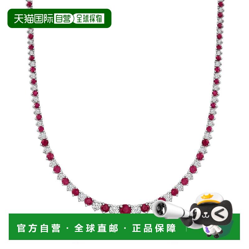 自营925 纯银 Ross-Simons 红宝石和钻石网球项链 - 20 英寸 美国