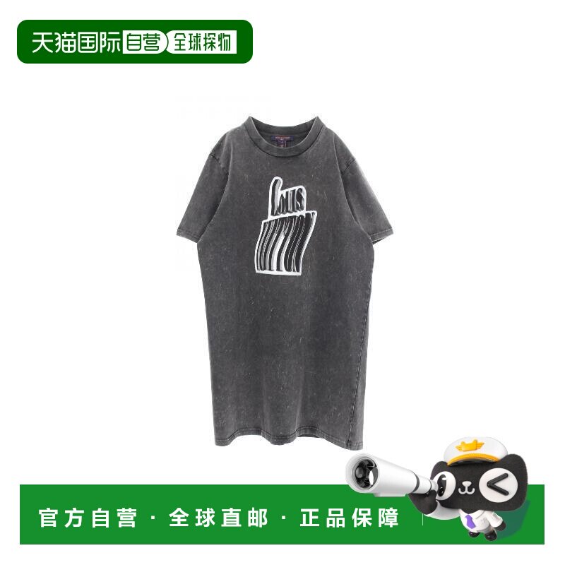 日本直邮中古vintage二奢LV路易威登女A级95新T-shirtT恤棉上衣灰图片