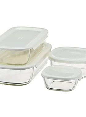 HARIO玻璃王 叠放耐热玻璃容器 4件套 KSTL-4004-OW