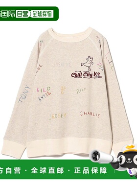 1h可退 日本直邮DENIM DUNGAREE 儿童宽松半拉链印花连帽衫 2025F